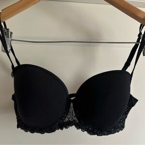 Simone Perele Black Lace-Trim Push-Up Bra